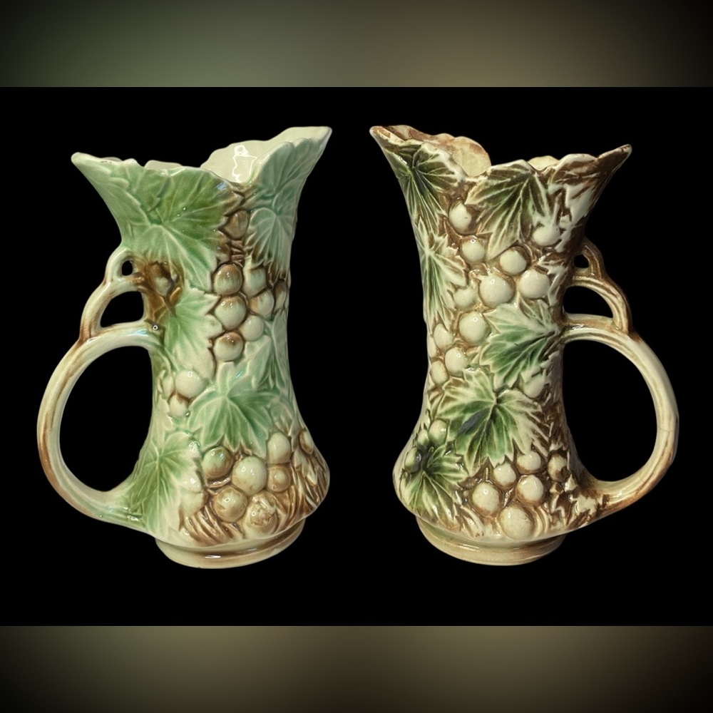 Set of Two Vintage McCoy Pottery
Grape Leaf Pitchers
